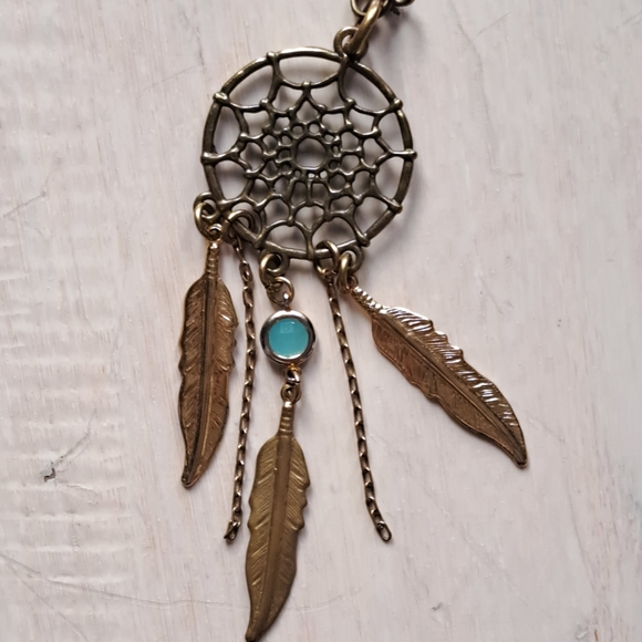 Dream Catcher Pendant with a Genuine Aqua Chalcedony Gemstone. - Picture 8 of 13